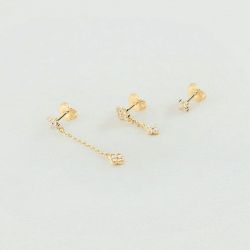 Boucles d'oreilles femme puces agatha mix & match argent doré 02390406-137-tu - boucles-d-oreilles-argent-925- - edora - 0