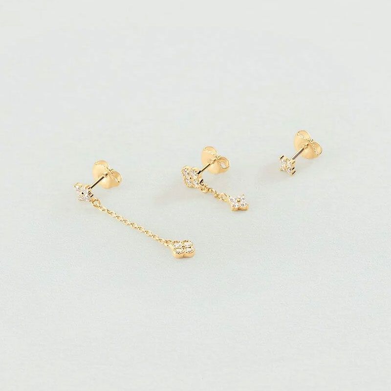 Boucles d'oreilles femme puces agatha mix & match argent doré 02390406-137-tu - boucles-d-oreilles-argent-925- - edora