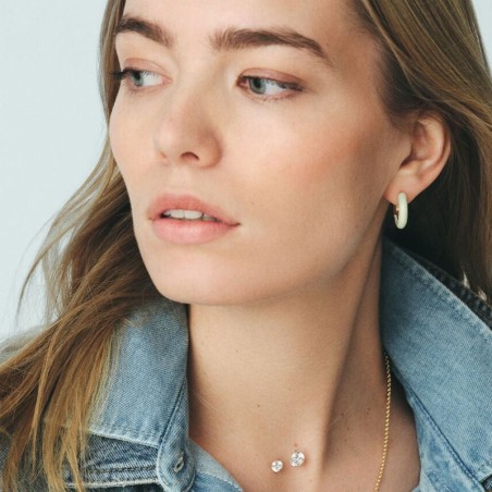 Boucles d'oreilles femme créoles agatha léo acier doré 02370117-094-tu – boucles d'oreilles acier