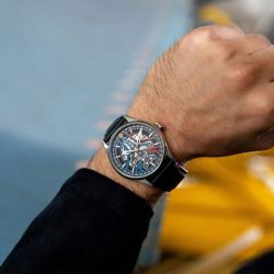 Coffret montre homme automatique patrouille de france edition limitée athos cuir noir 668907 - automatiques - edora - 1