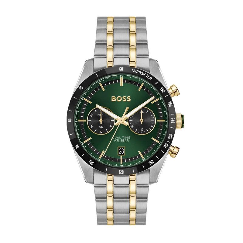 Montre homme chronographe boss tourmaster acier bicolore 1514287 - chronographes - edora