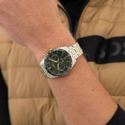 Montre homme chronographe boss tourmaster acier bicolore 1514287 - chronographes - edora - 1