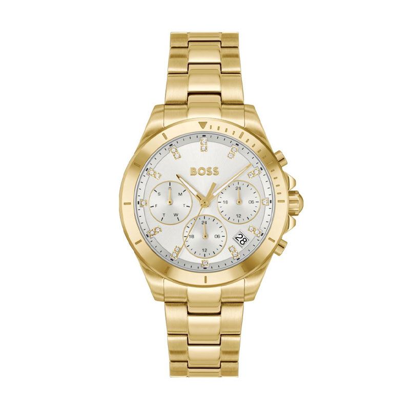 Montre femme chronographe boss alley acier doré 1502829 - analogiques - edora