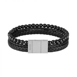 Bracelet homme boss sphere mixed cuir noir 1580786 - bracelet-cuir-homme - edora - 0