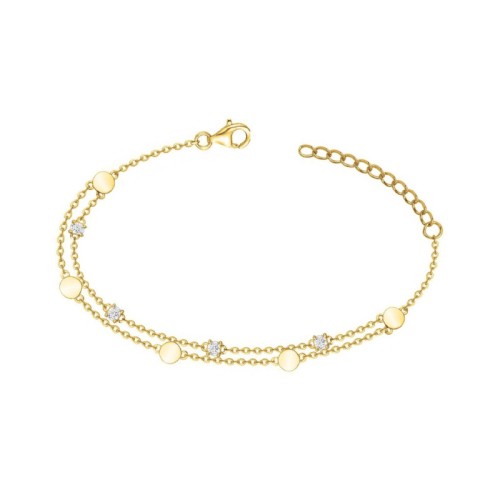 bracelet femme double chaînes EDORA Plaqué or et oxydes EDO76300142
