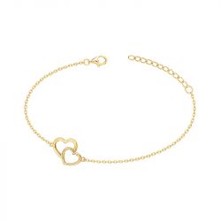 Bracelet femme double coeur edora plaqué or et oxydes edo76300207 - bracelets-plaque-or - edora - 0