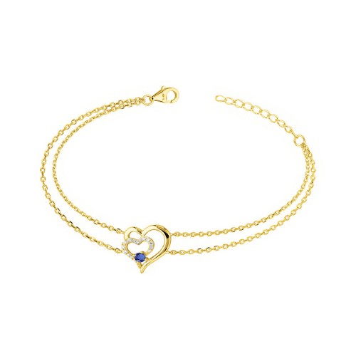 bracelet femme double coeurs EDORA plaqué or et oxydes EDO76300174