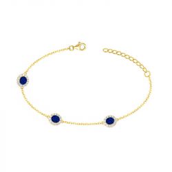 Bracelet femme edora plaqué or et oxydes bleus edo76300147 - bracelets-plaque-or - edora - 0