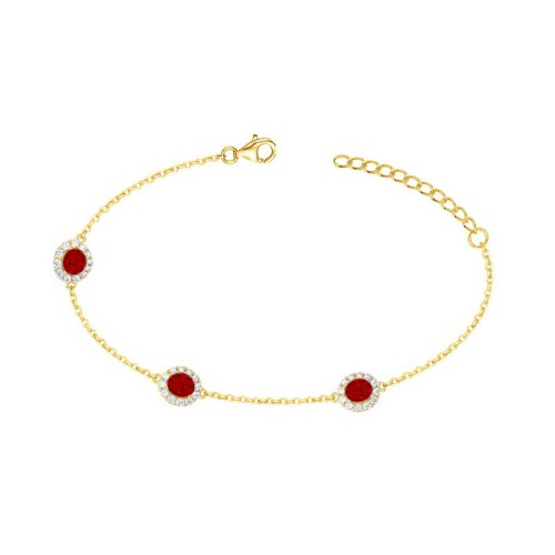 bracelet femme EDORA plaqué or et oxydes rouges EDO76300148