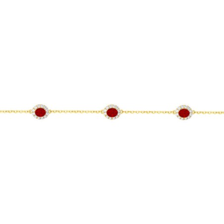 Bracelet femme edora plaqué or et oxydes rouges edo76300148 – bracelets plaqué or