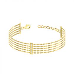 Bracelet femme quatres chaînes edora plaqué or et oxydes edo76300182 - bracelets-plaque-or - edora - 0