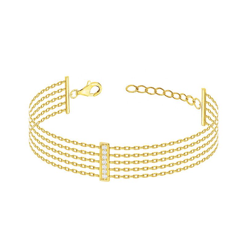 Bracelet femme quatres chaînes edora plaqué or et oxydes edo76300182 - bracelets-plaque-or - edora