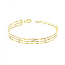 Bracelet femme trois chaînes edora plaqué or et oxydes edo76300181 - bracelets-plaque-or - edora - 0