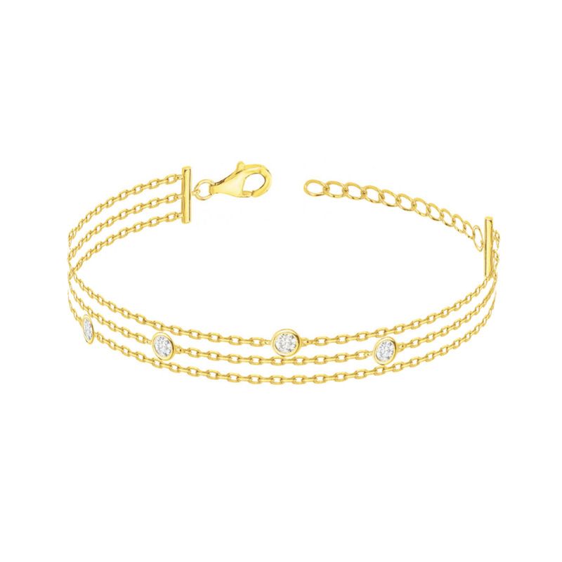 Bracelet femme trois chaînes edora plaqué or et oxydes edo76300181 - bracelets-plaque-or - edora