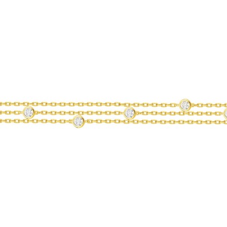 Bracelet femme trois chaînes edora plaqué or et oxydes edo76300181 – bracelets plaqué or