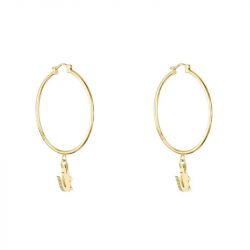 Boucles d'oreilles femme créoles lacoste crocodile acier doré 2040376 - boucles-d-oreilles-acier - edora - 0