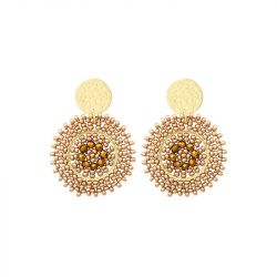 Boucles d'oreilles femme pendantes santibÉ baby espagnola doré et perles baby esp-cham-bo - pendantes - edora - 0