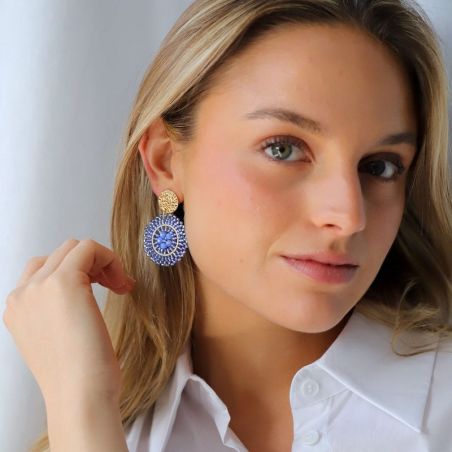 Boucles d’oreilles pendantes argent, or, perles & or blanc femme - pendantes - edora - 2