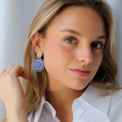 Boucles d'oreilles femme pendantes santibÉ baby espagnola doré et perles baby esp-gris-bo - pendantes - edora - 1