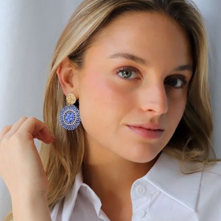 Boucles d’oreilles pendantes argent, or, perles & or blanc femme - pendantes - edora - 2