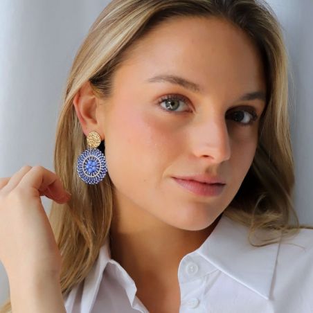 Boucles d’oreilles pendantes argent, or, perles & or blanc femme - pendantes - edora - 2