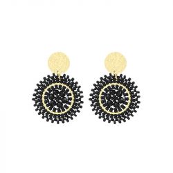 Boucles d'oreilles femme pendantes santibÉ baby espagnola doré et perles baby esp-noir-bo - pendantes - edora - 0