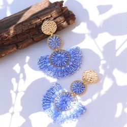 Boucles d'oreilles femme pendantes santibÉ cancun doré et perles cancun-cele-bo - pendantes - edora - 2