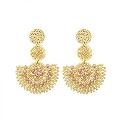 Boucles d'oreilles femme pendantes santibÉ cancun doré et perles cancun-dore-bo - pendantes - edora - 0