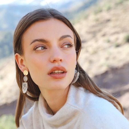 Boucles d’oreilles laiton: créoles laiton & puces d’oreilles - pendantes - edora - 2