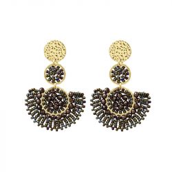 Boucles d'oreilles femme pendantes santibÉ cancun doré et perles cancun-nois-bo - pendantes - edora - 0