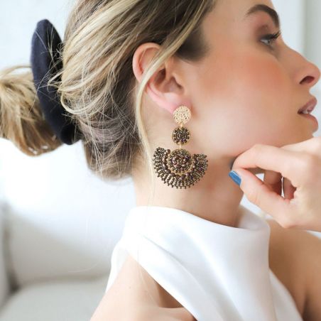 Boucles d’oreilles laiton: créoles laiton & puces d’oreilles - pendantes - edora - 2