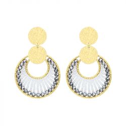 Boucles d'oreilles femme pendantes santibÉ luna métal doré et perles luna-arge-bo - pendantes - edora - 0