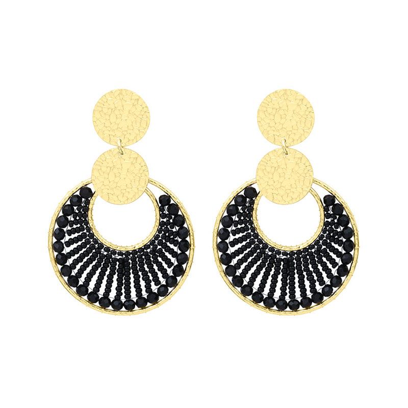 Boucles d'oreilles femme pendantes santibÉ luna métal doré et perles luna-noir-bo - pendantes - edora