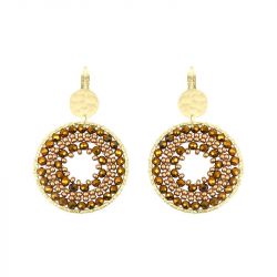 Boucles d'oreilles femme pendantes santibÉ maxi paradis doré et perles paradis-cham-bo - pendantes - edora - 0