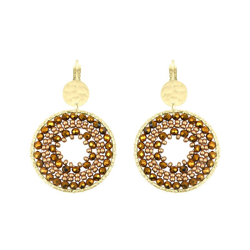 Boucles d'oreilles femme pendantes santibÉ maxi paradis doré et perles paradis-cham-bo - pendantes - edora