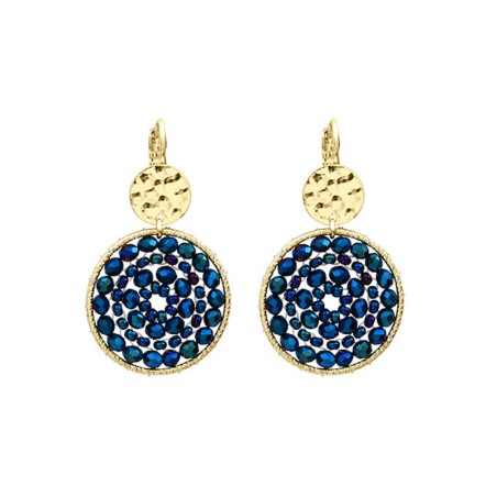 Boucles d'oreilles femme pendantes santibé maxi paradis doré et perles paradis-mari-bo – pendantes