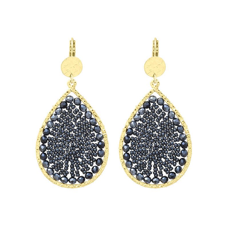 Boucles d'oreilles femme pendantes santibÉ maxi ysé doré et perles yse-gris-bo - pendantes - edora