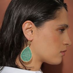 Boucles d'oreilles femme pendantes santibÉ maxi ysé doré et perles yse-mari-bo - pendantes - edora - 1