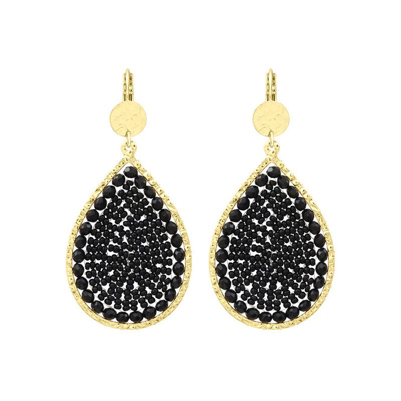 Boucles d'oreilles femme pendantes santibÉ maxi ysé doré et perles yse-noir-bo - pendantes - edora