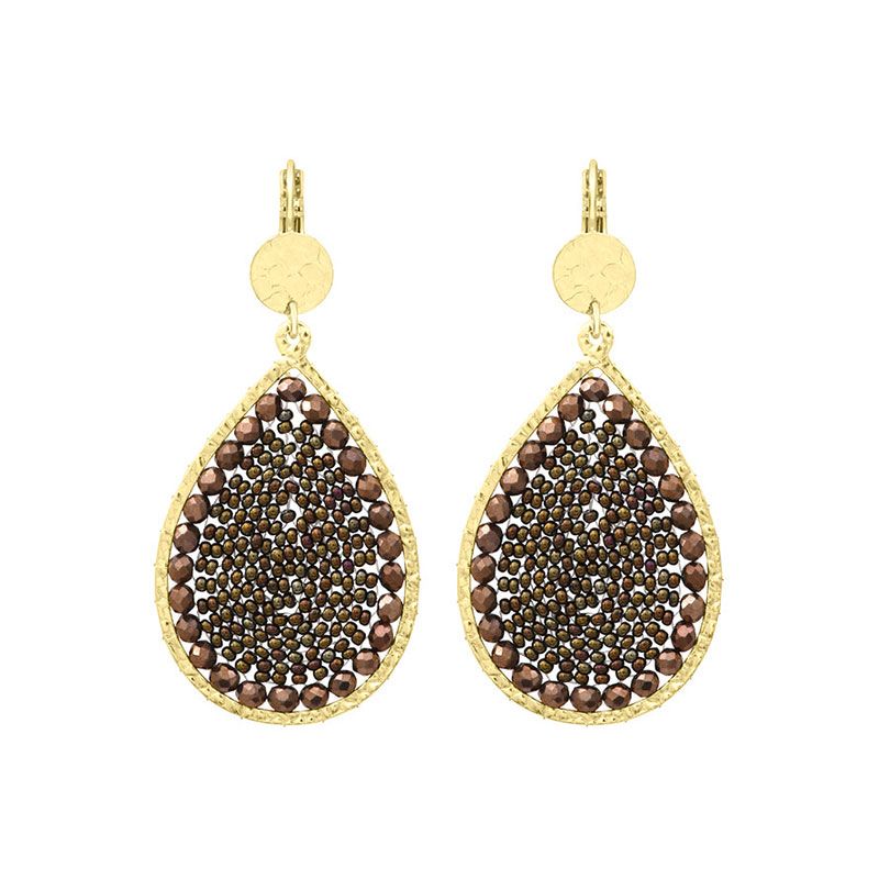 Boucles d'oreilles femme pendantes santibÉ maxi ysé doré et perles yse-nois-bo - pendantes - edora