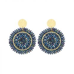 Boucles d'oreilles femme pendantes santibÉ mini espagnola métal doré et perles mini esp-mari-bo - pendantes - edora - 0