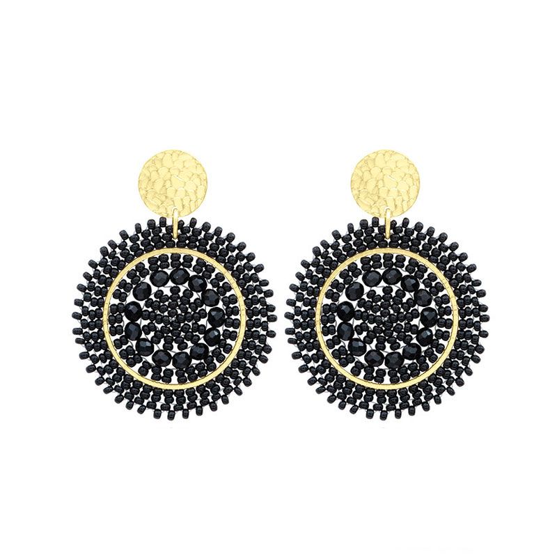 Boucles d'oreilles femme pendantes santibÉ mini espagnola métal doré et perles mini esp-noir-bo - pendantes - edora