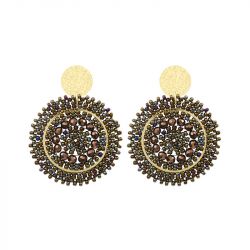 Boucles d'oreilles femme pendantes santibÉ mini espagnola métal doré et perles mini esp-nois-bo - pendantes - edora - 0