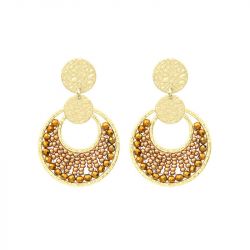 Boucles d'oreilles femme pendantes santibÉ mini luna métal doré et perles mini lun-cham-bo - pendantes - edora - 0