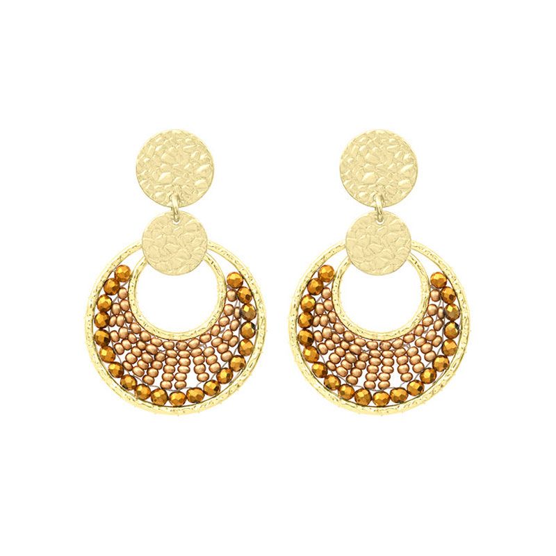 Boucles d'oreilles femme pendantes santibÉ mini luna métal doré et perles mini lun-cham-bo - pendantes - edora