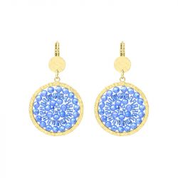 Boucles d'oreilles femme pendantes santibÉ mini solène métal doré et perles mini sol-cele-bo - pendantes - edora - 0