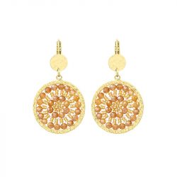 Boucles d'oreilles femme pendantes santibÉ mini solène métal doré et perles mini sol-dore-bo - pendantes - edora - 0