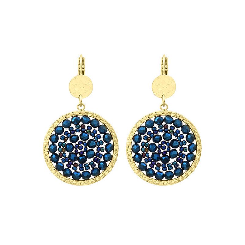 Boucles d'oreilles femme pendantes santibÉ mini solène métal doré et perles mini sol-mari-bo - pendantes - edora