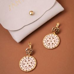 Boucles d'oreilles femme pendantes santibÉ mini solène métal doré et perles mini sol-mari-bo - pendantes - edora - 2