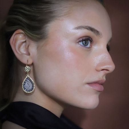 Boucles d’oreilles pendantes argent, or, perles & or blanc femme - pendantes - edora - 2